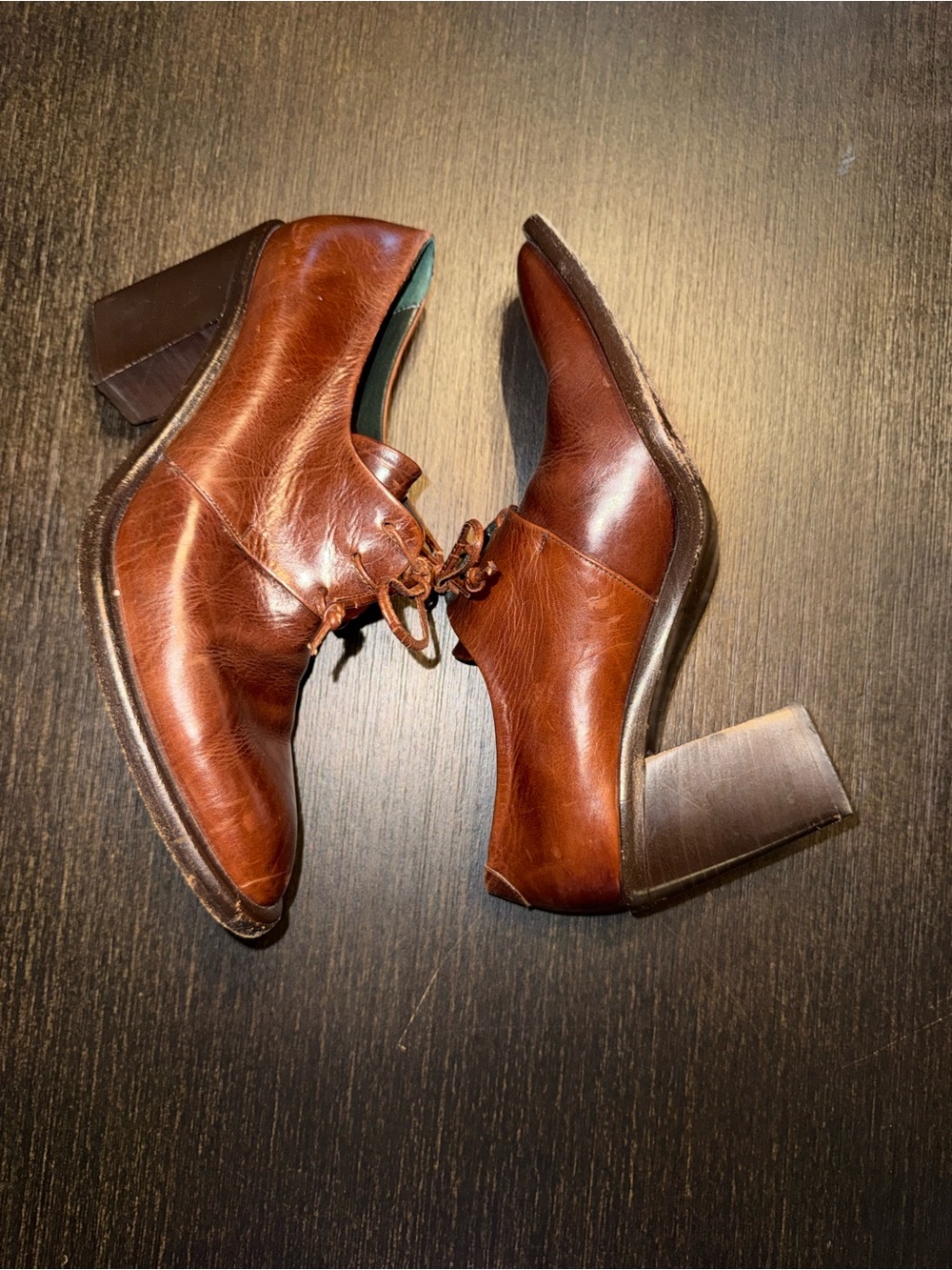 Vintage Joan & David Women's Brown Leather Heeled Oxfords made in Italy